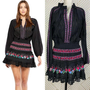 MISA Los‎ Angeles Manuela Dress Black Embroidered